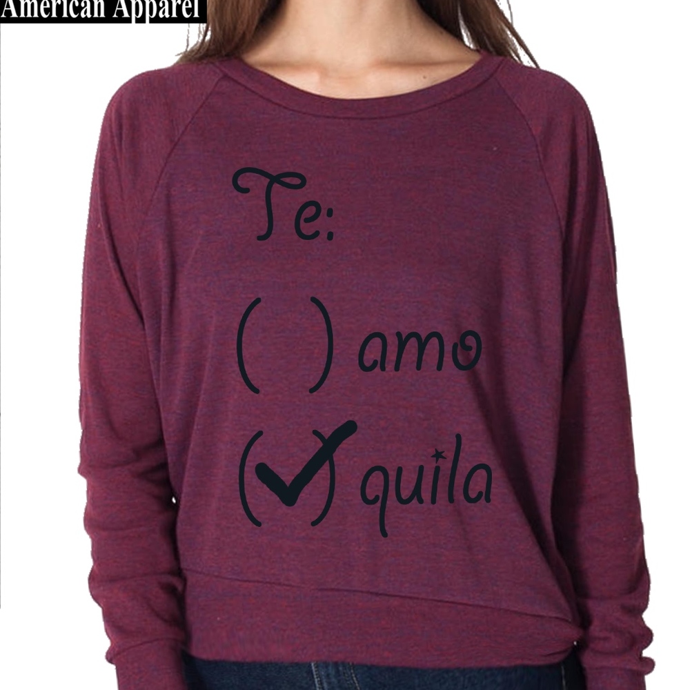 Te Amo Tequila Graphic Print Raglan Sweater SML